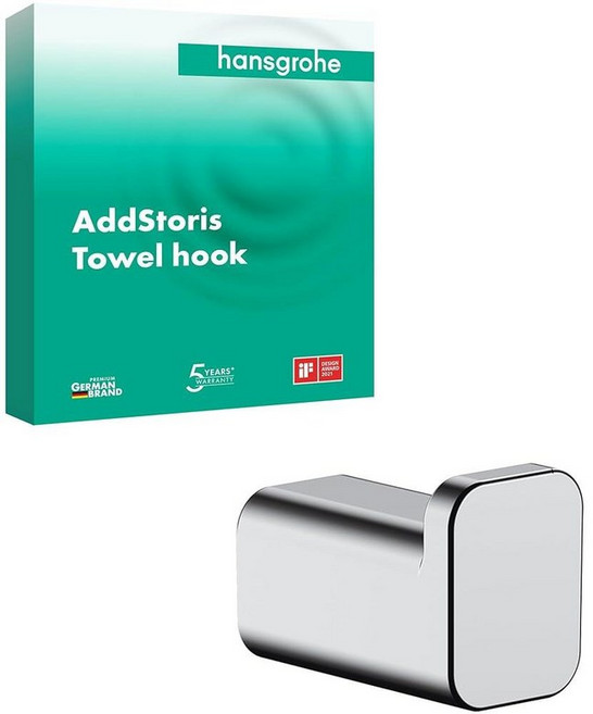Hansgrohe AddStoris 모던 싱글 로브 및 타월 후크 크롬 41742000, Chrome