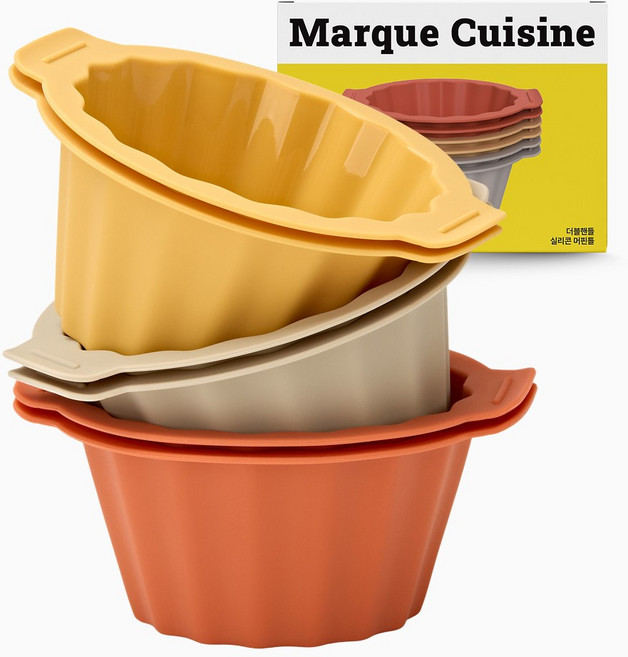 마르쿠진 프리미엄 실리콘 더블핸드 머핀틀 6개입 계란빵틀 아기머핀틀, 1세트