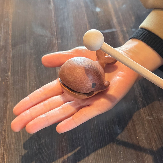 르브아 통통통 휴 고래목탁 나무 목어 명상도구 불교 굿즈, 1개, 우드브라운