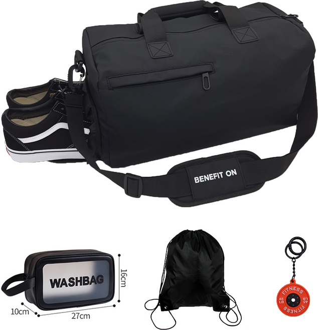 베네피온 헬스 운동 가방 미니 더플백 짐백 스포츠, 운동가방 + 목욕가방 + 신발주머니 + 헬스키링, 1개