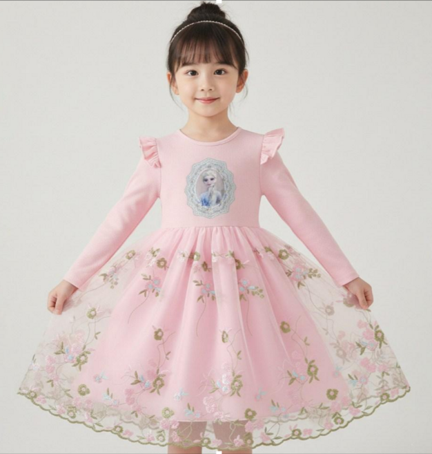 26년신상 엘사공주 플라워 원피스 일상복(판매중인 LED전자시계증정)