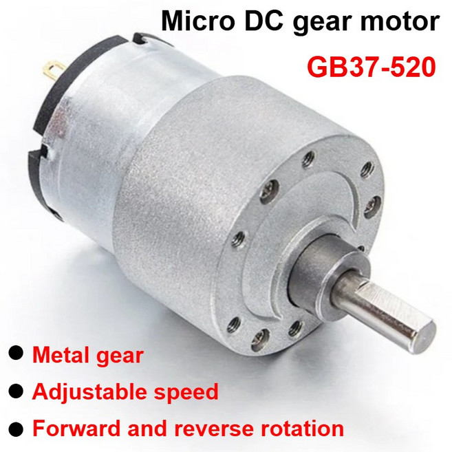 dc모터 감속모터 JGB37-520 소형 고토크 기어박스 6V/12V/24V 7RPM960RPM 고전력 마이크로 속도 가역 전기 기어 DC 브러시 모터, [00] 107rpm, [01] 기타, [00] 24V용