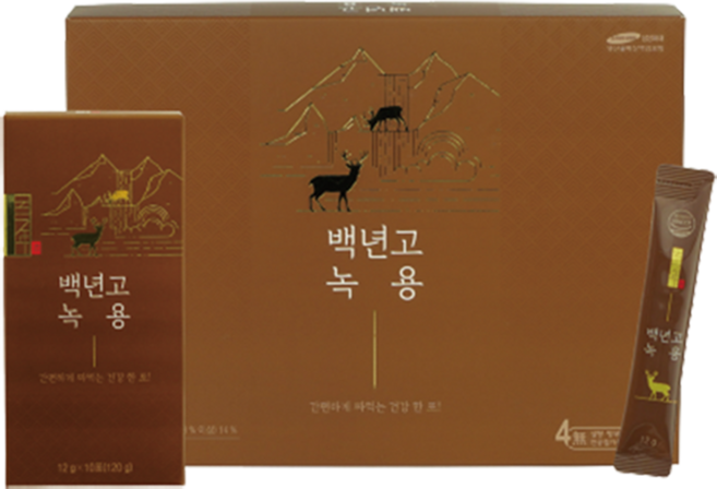 [2박스] 100% 국내산 백년고 녹용스틱 30포 360g 생녹용 진한엑기스 한약재배합, 백년고 녹용 30포 2박스