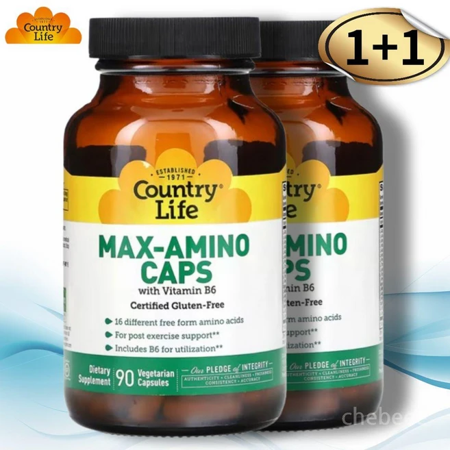 컨트리라이프 맥스-아미노 글루텐 프리 베지테리안 캡슐, 90정, 2개 - 쿠팡