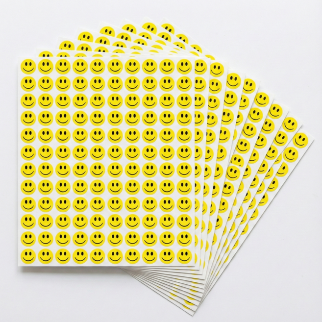 위캔바이 스마일 원형 스티커 10mm 1800개, 1세트, 옐로우
