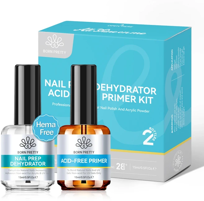 본프리티 15ml 네일 프렙 디하이드레이터-프라이머 세트 2개 업그레이드 3초 에어 드라이 무산, 01 2 bottles