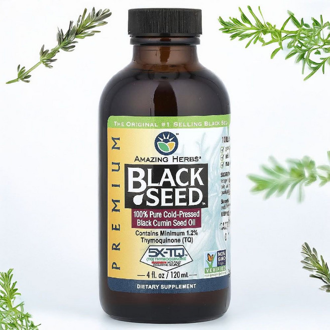 어메이징허브 터키 산 블랙 커민 씨드 시드 씨 오일 오메가 3 6 9 티모퀴논 120ml, 1개