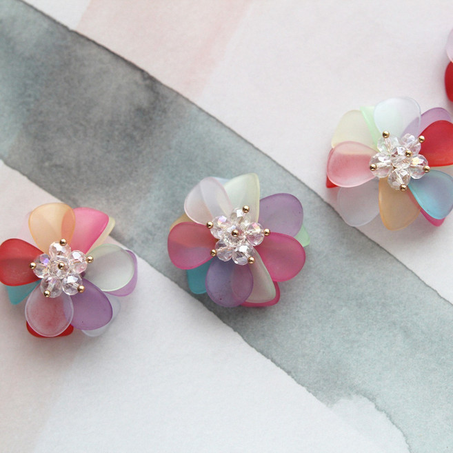 칼라풀 꽃장식 한복소품 비녀 악세사리만들기 장식 재료