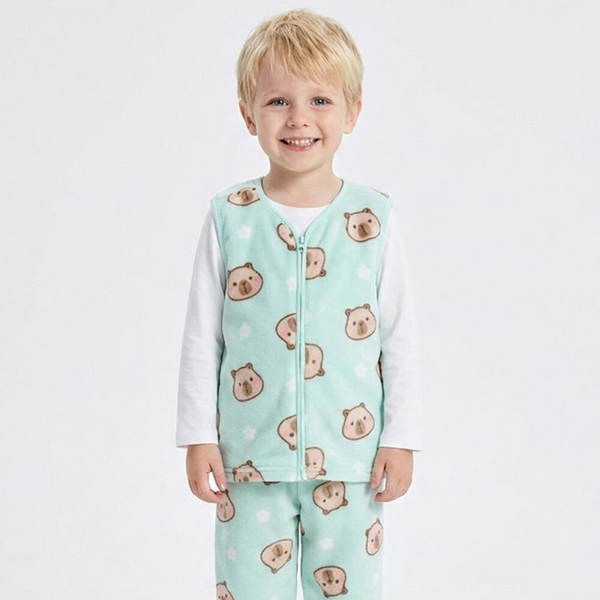 프리미에팜 프리미에팜 아동용 카피바라 밍크 수면 파자마 조끼