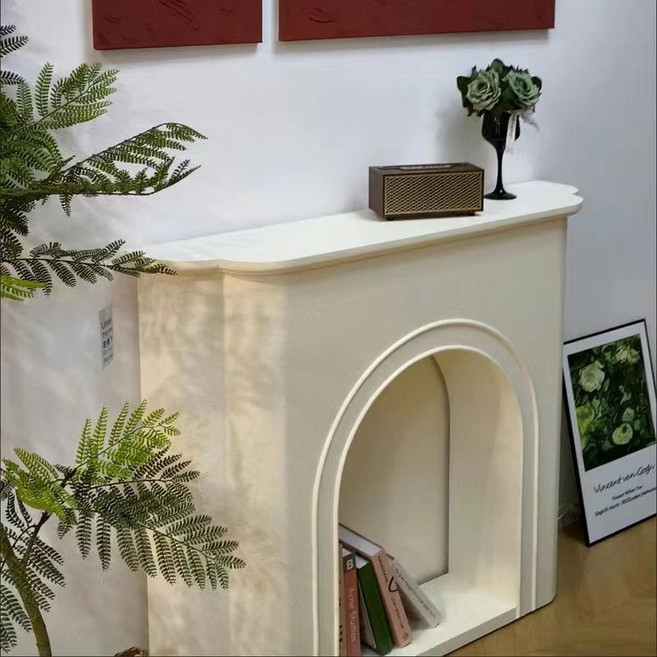 슬림콘솔 복도 폭좁은 콘솔 수납장 원목 철제, 크림 화이트90 x24x80 + 라이트 스트립, 크림 화이트90x24x80+라이트