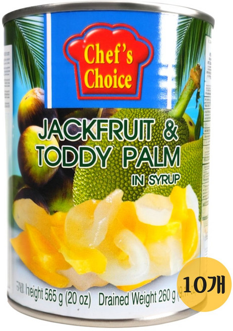 JACKFRUIT&TODDY PARM IN SYRUP 잭후르츠 토디팜 믹스 MIT&HAT DAC 열대과일 디저트 통조림, 10개, 565g