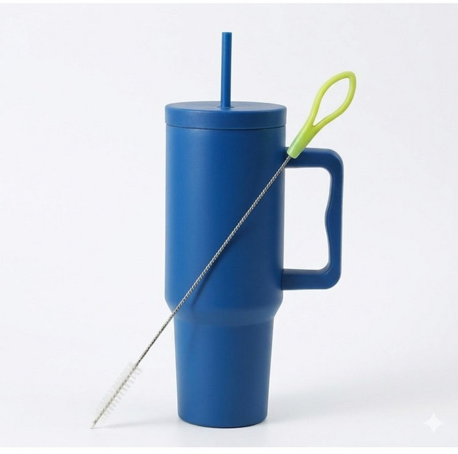 대용량 핸들 빨대 텀블러 차랑용 배달용 운동용 텀블러, 1개, 1.18L, 에너지블루