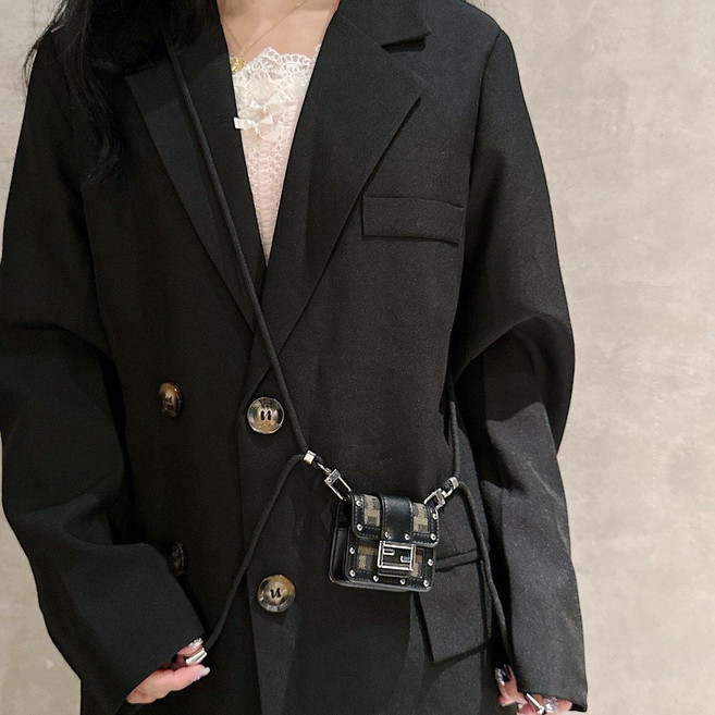 마샬 마이너 3세대 케이스 키링 버클 리벳 가죽 커버 크로스 스트랩 어깨 끈, 마이너 III, 블랙 + 흑색 로프, 1개