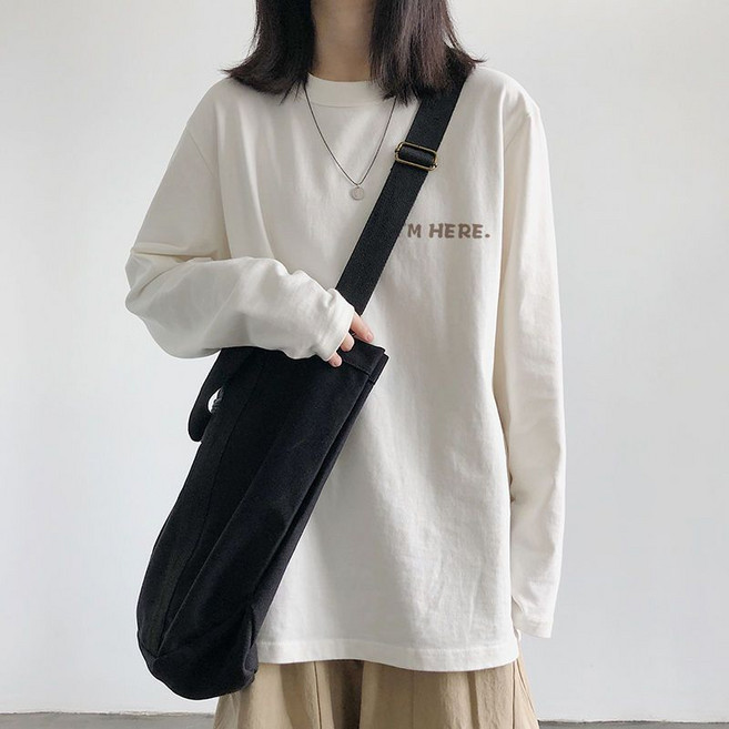 純棉印花長袖T恤女韓版寬鬆學生打底衫