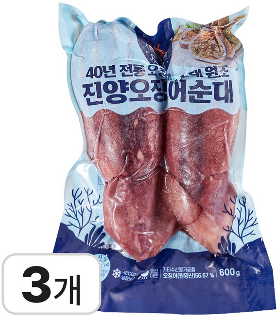 속초 진양 오징어순대 통마리 1팩2미, 3개, 600g