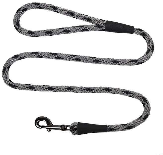 Mendota Pet 슬립 목줄 1cm3 x 리드 in 제조 콤보 1/2 1.2m4피트 ft 강아지 칼라 화이트 6 소형 품종용 8인치 중형, 블랙 아이스 실버, 0.95cm 4.5m