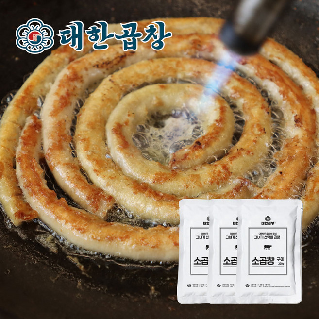 [대한곱창]소곱창220g(참소스20g포함) + (증정)치즈스노윙시즈닝5g, 3개, 220g