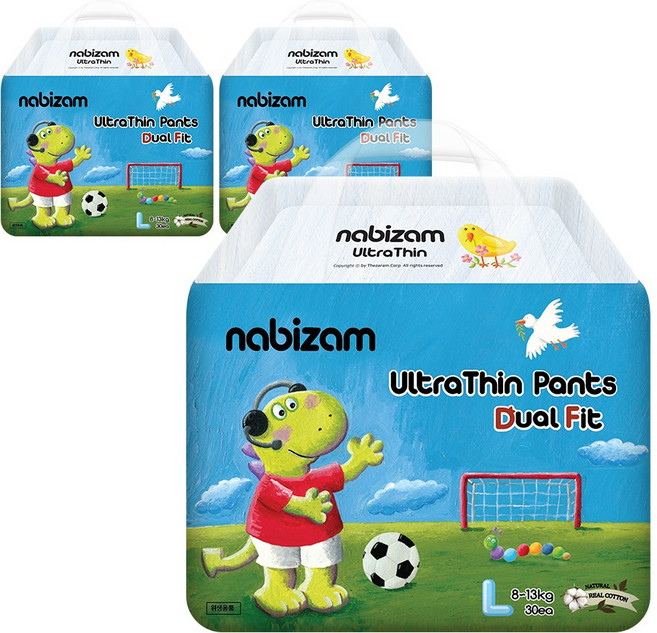 나비잠 울트라씬 듀얼핏 팬티 아동공용, 대형(L), 90매