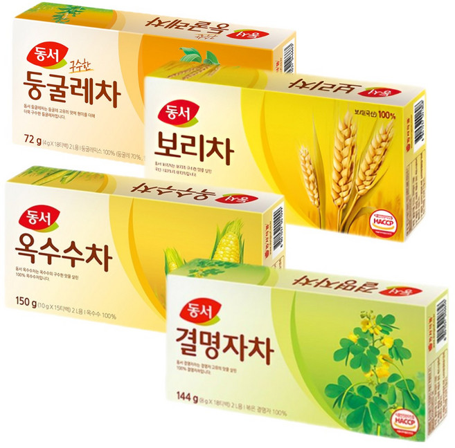 동서식품 2L용 식수용차 4종 각 1개씩(둥굴레차+결명자차+보리차+옥수수차), 1세트, 4개입, 72g