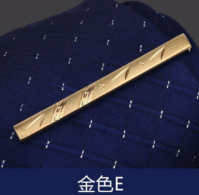 男士金色E領帶夾 商務正裝簡約領夾