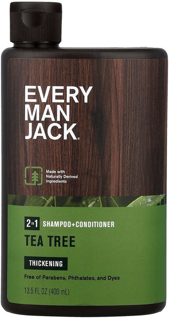 에브리맨 잭 2-in-1 볼륨 샴푸 & 컨디셔너 티트리 향 400ml (13.5 fl oz) EMJ-00110 - 쿠팡