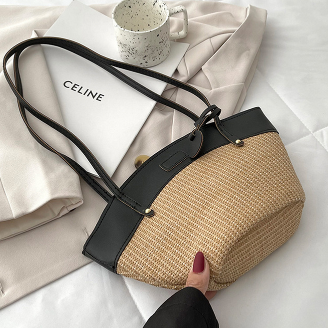 명품 스타일 라탄 숄더백 경량 라탄가방 지퍼 잠금 라탄백 편한 코디