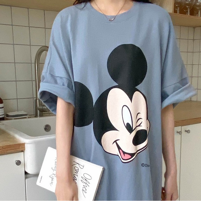 뽀솜 [자체제작 정품] 미키 프렌즈 오버핏 롱원피스 디즈니잠옷 빅사이즈 홈웨어-Original ver.