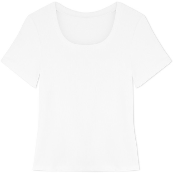 [애프터문] 골지 라운드 무지 반소매 반팔 티셔츠