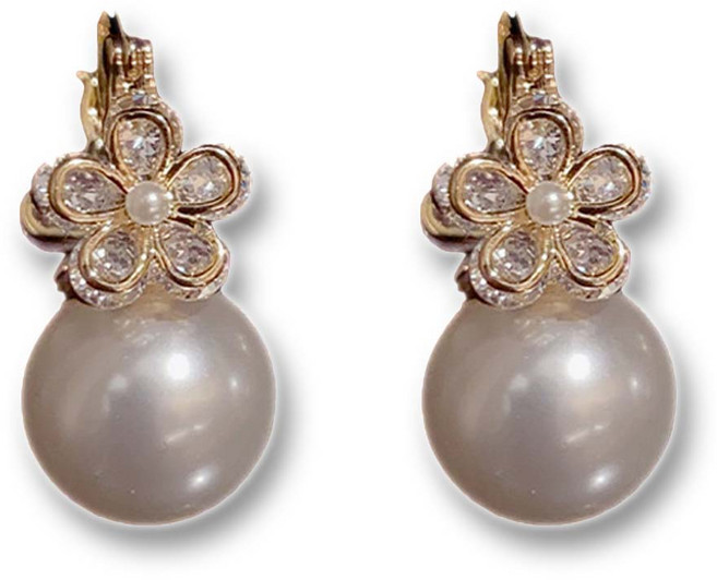 하이유니 [반짝감성] 플로랄큐빅 진주 드롭 패션 귀걸이