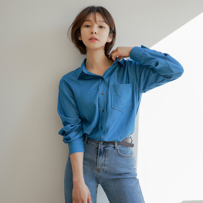 [시크헤라] [MADE HERA] 루즈핏텐셀데님셔츠-386388