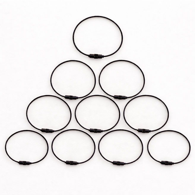 비바플 와이어키링 케이블 열쇠고리 와이어링 키링홀더, 10개, 블랙