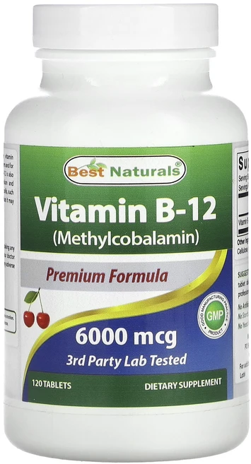 Best Naturals 비타민B-12 (메틸코발라민) 6000mcg 120정, 1개 - 쿠팡