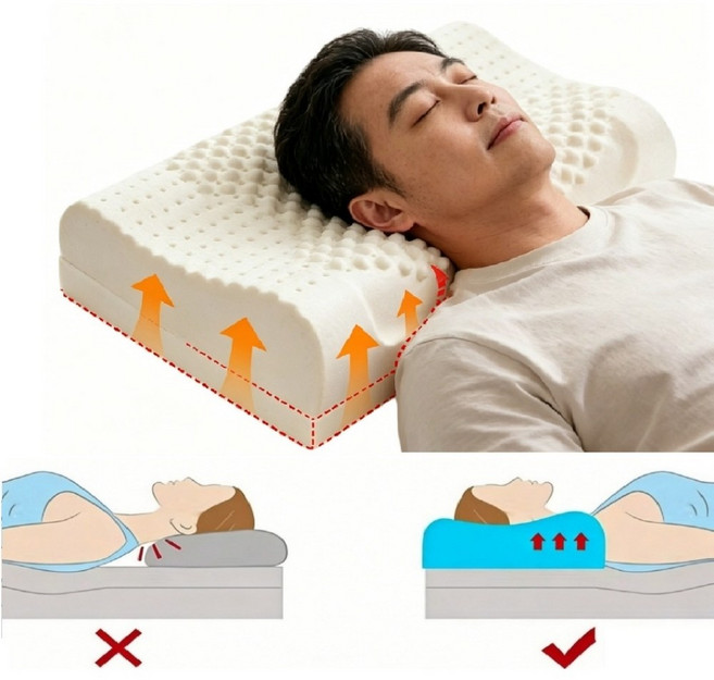 IMIS 높이 조절형 라텍스 경추 베개+ 내부 베개커버 + 외부 베개커버 (2가지 타입 가능), 1개, 화이트