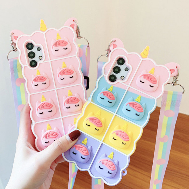 갤럭시A10E A11 A21 A31 A51 A71 A12 A32 5G A52 A72 톡톡터지는 유니콘 푸쉬팝케이스