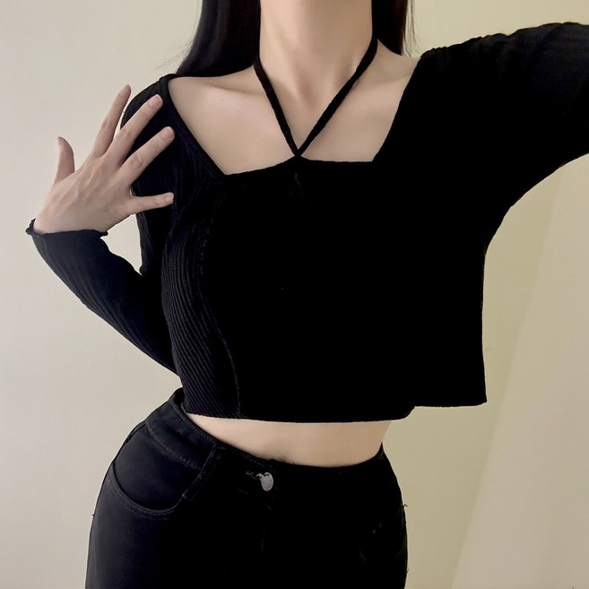 VANANA2 국내제작 홀터넥 튜브탑 골지 가디건세트