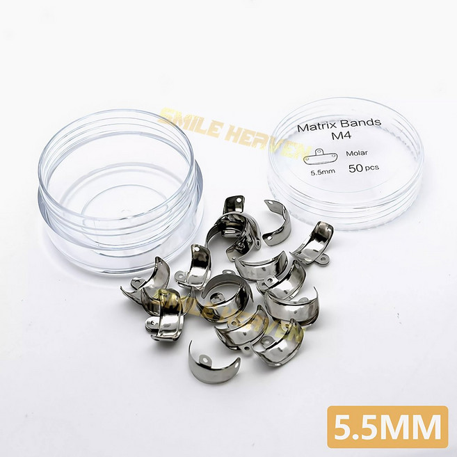 50개/상자 치과용 매트릭스 밴드 M4 단면 윤곽 클램프 링 4 크기, 5.5mm