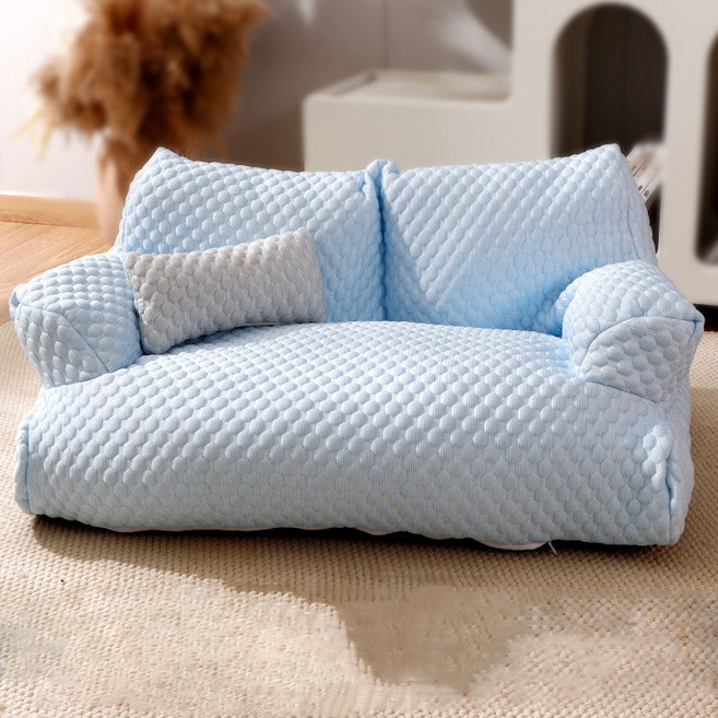 HANTAO 고양이 강아지 여름 쿨링 구름소파 대형, 블루