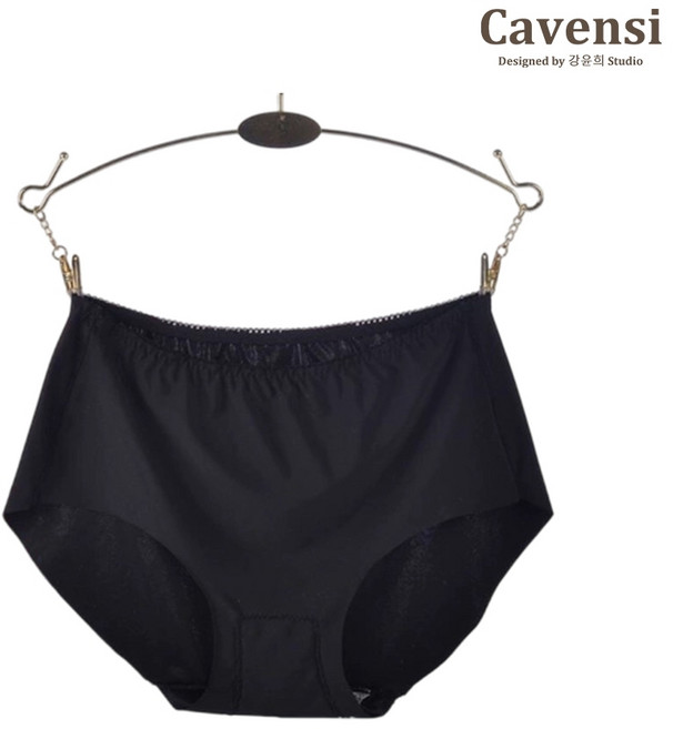 Cavensi 台灣內褲 冰絲無痕高腰內褲 高質感透氣孔, 耐穿黑色,L（建議50-63公斤）
