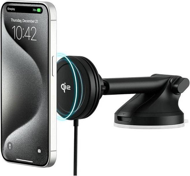 IOttie Velox Pro Qi2.2 25W 고속 충전 마그네틱 무선 자동차 충전기 대시 및 윈드실드 마운트 내장 팬 냉각 아이폰 12/13/14/15/16/17용, Dash & Windshield, Qi Wireless Charging