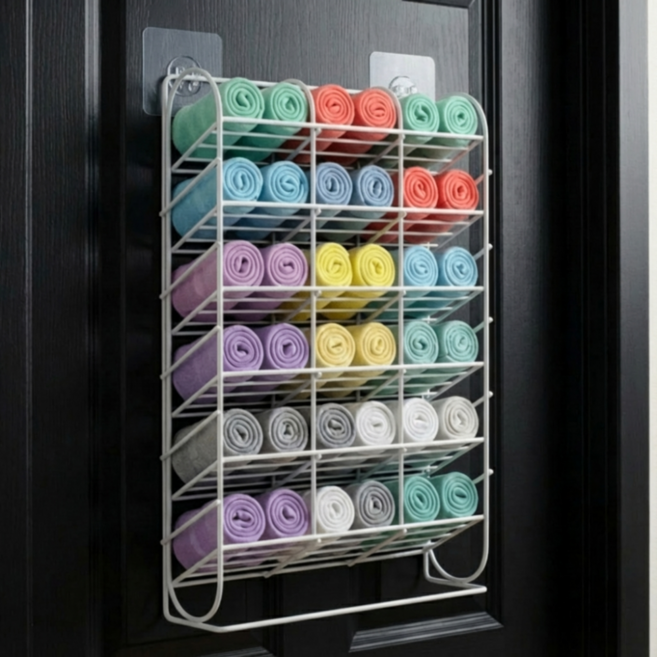 지구원 접착식 무타공 양말 속옷 수납함, 1개, 모던화이트