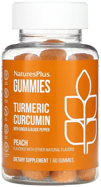 네이쳐스플러스 생강 앤드 후추 함유 강황 커큐민 복숭아 구미젤리 60개, 상품, 1개, 60정 - 쿠팡