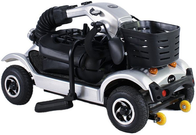 Wisking 4륜 4휠 휴대용 접이식 전동 스쿠터 노인 노약자 장애인 나드리 여행용 전기 스쿠터 오토바이, 1개, 기본