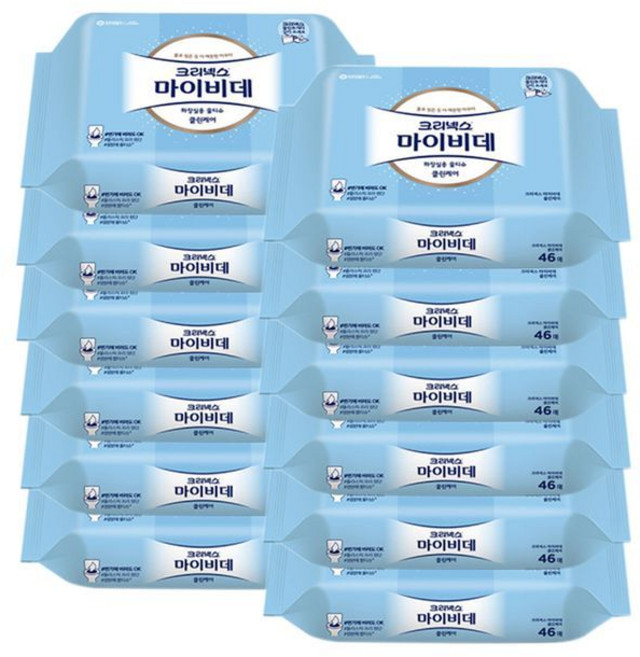 크리넥스 마이비데 물티슈 리필 46매x12팩/클린게어, 110g, 46개입, 12개