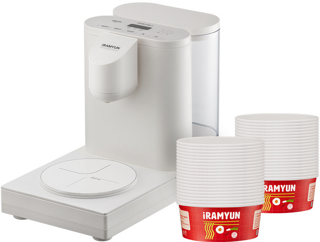 로이첸 가정용 라면조리기 아이라면+전용용기40개세트 한강라면기계, 크림화이트(용기5개포함)+전용용기40개