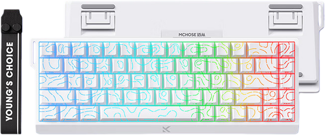 MCHOSE 에이스 68 프로게이밍 버전 e스포츠 유선 키보드 TTC 드래곤 마그네틱축, 제조사축, 컨투어 화이트