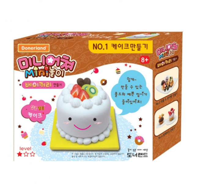 도너랜드 미니어쳐 베이커리만들기 / No.1 케이크 만들기 / 천사수지점토 천사점토 미니놀이 칼라점토 클레이만들기세트 클레이세트 클레이점토 음식만들기 미니어쳐만들기, 혼합색상, 26g, 1개