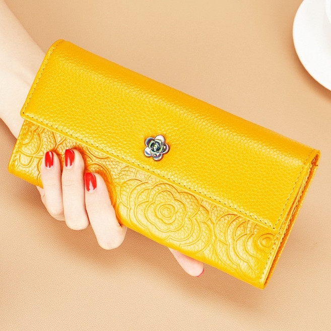 샤샤벨 카멜리아 고급 소가죽 장지갑 리얼 천연 가죽 여성 프리미엄 지갑