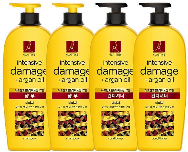 [손상된 모발용] 엘라스틴 인텐시브 데미지케어 샴푸+컨디셔너 680ml, 2개