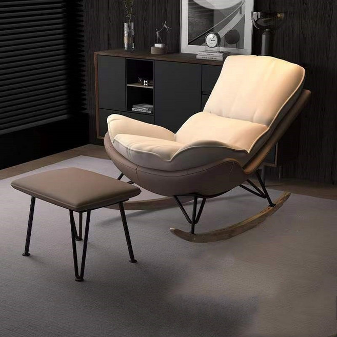 舒適搖椅帶腳凳組合, S132-咖啡+米, 1件