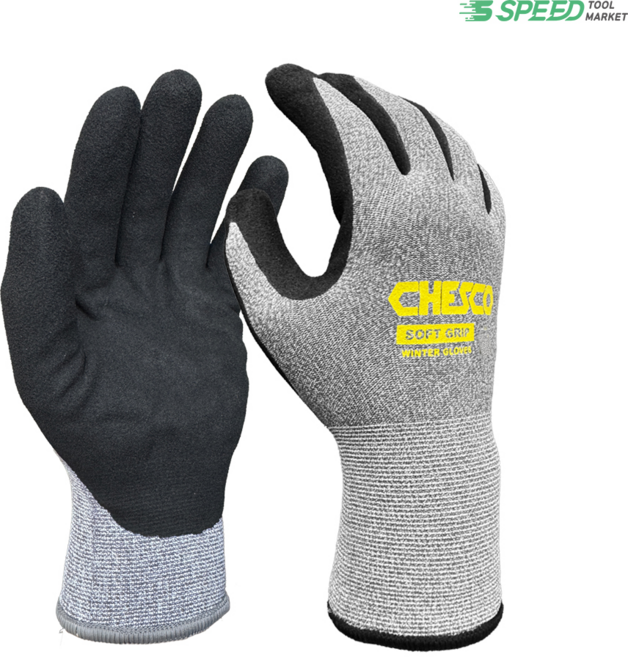 CHESCO 체스코 소프트그립 (기모) 산업용장갑 니트릴코팅 동계 장갑 겨울용 안전장갑 스마트폰터치가능, L